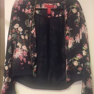 Saks Fifth Avenue Floral Navy Bomber Jacket